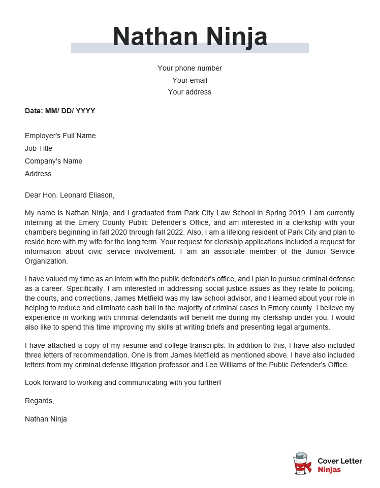 36100 judicial clerkship cover letter