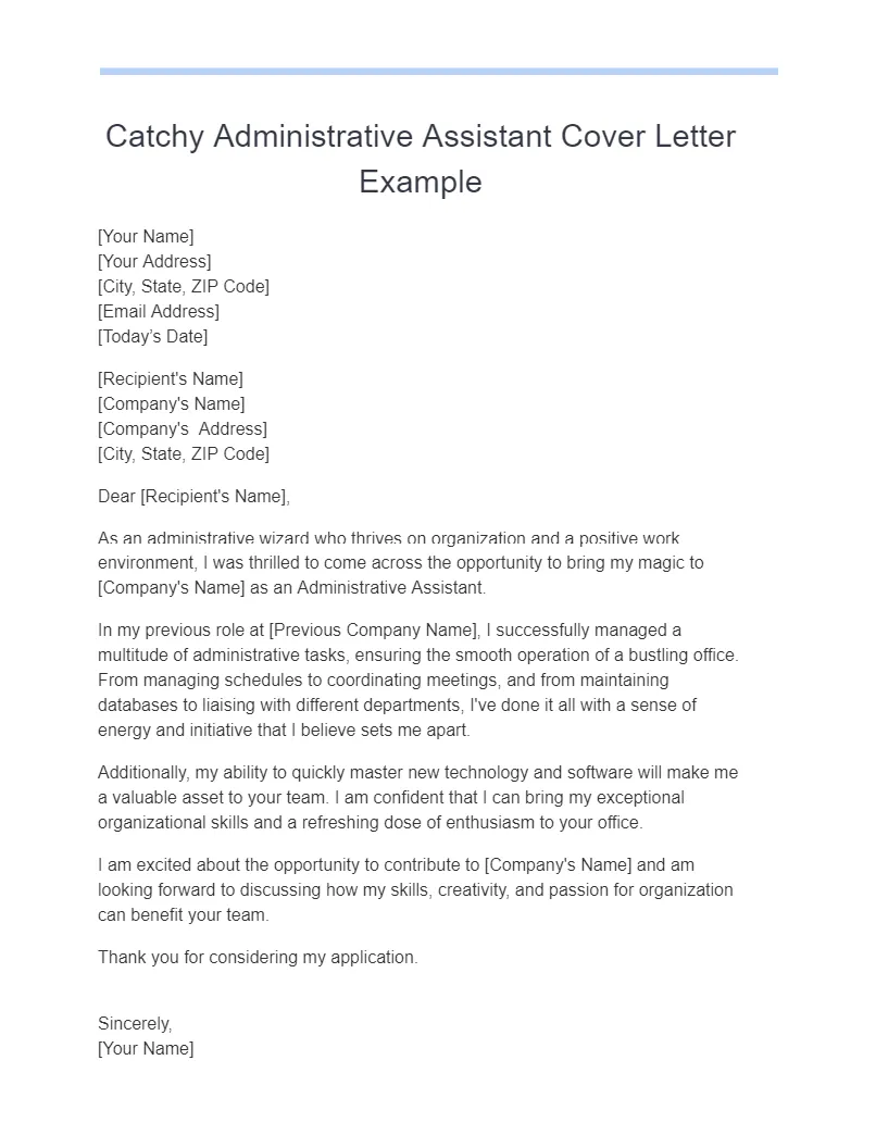36104 admin assistant cover letter closing