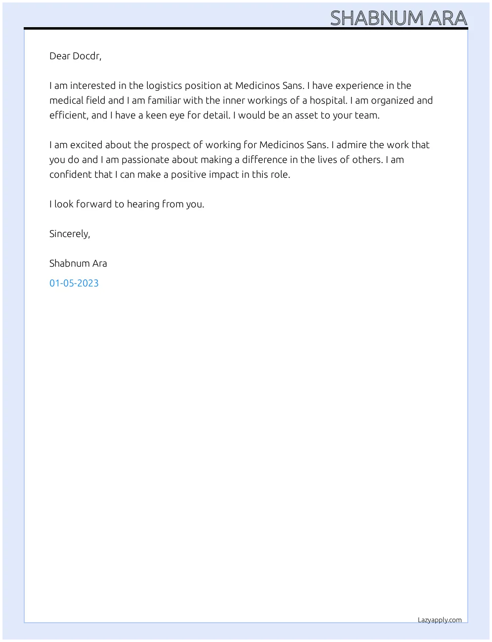 36146 cover letter overview