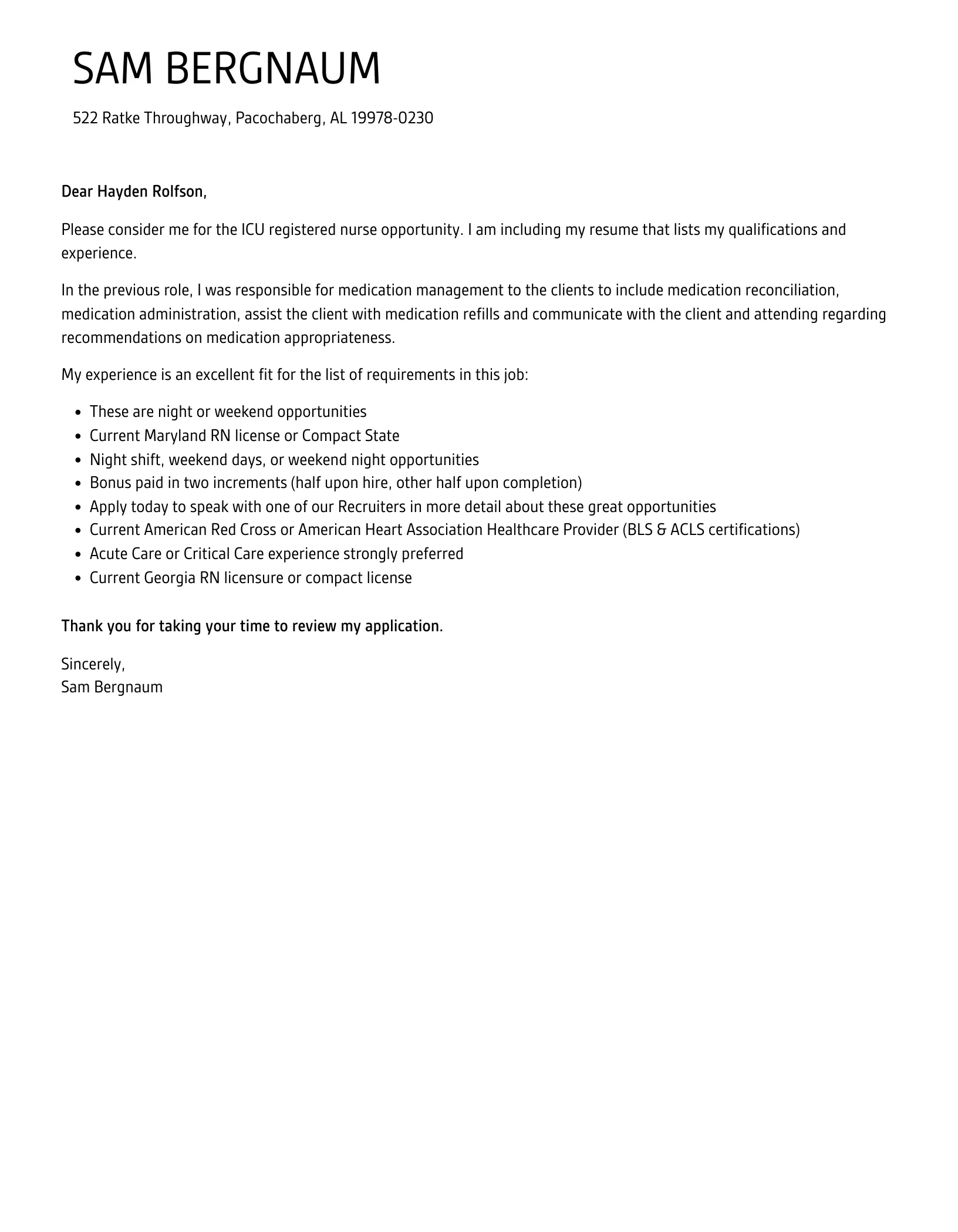 36149 icu rn cover letter enthusiasm