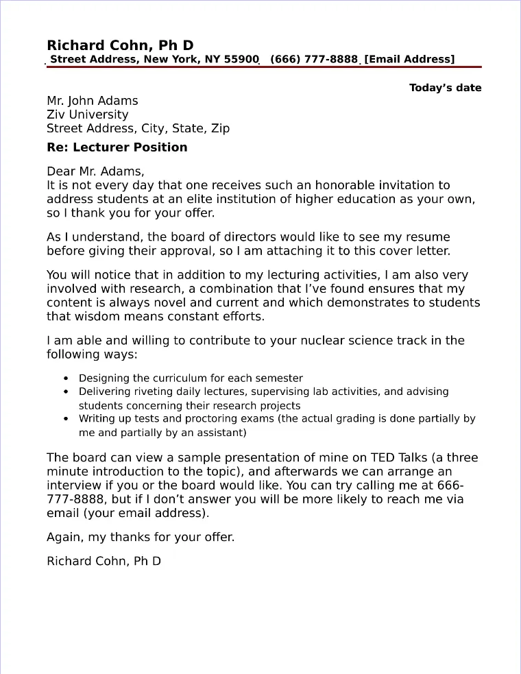 36150 lecturer cover letter formatting