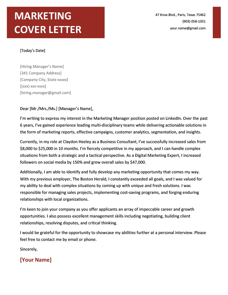 36170 sales enthusiasm cover letter