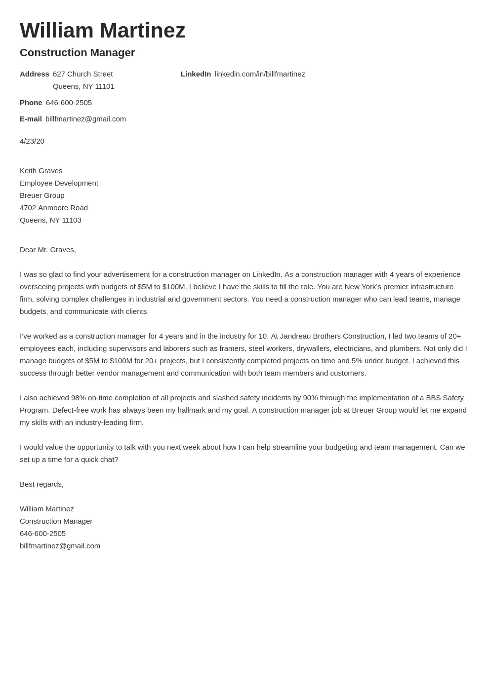 36171 construction cover letter experience