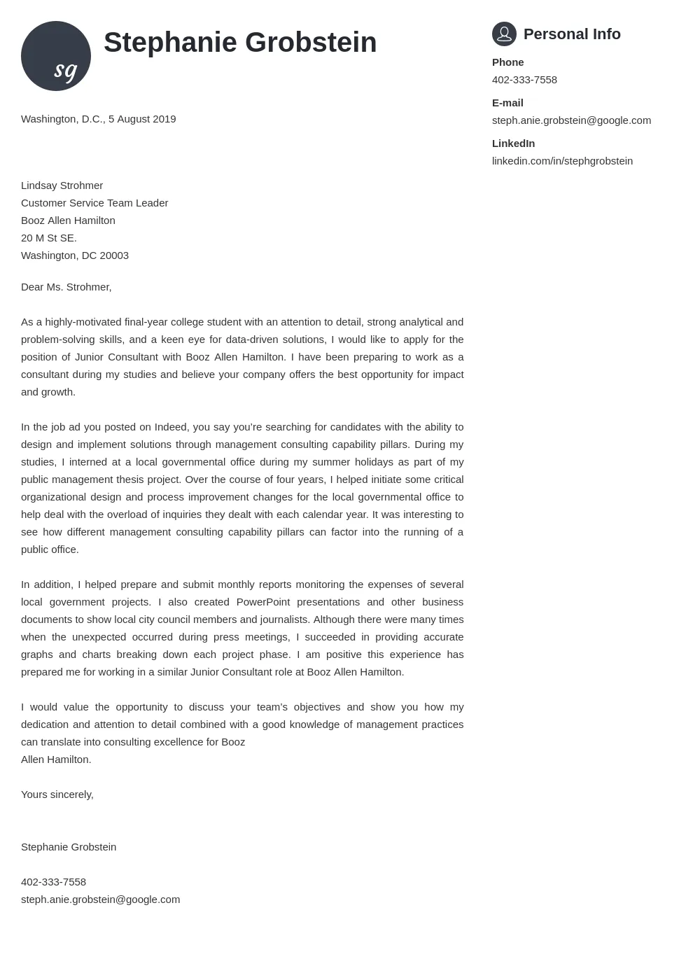 36178 consulting cover letter achievements