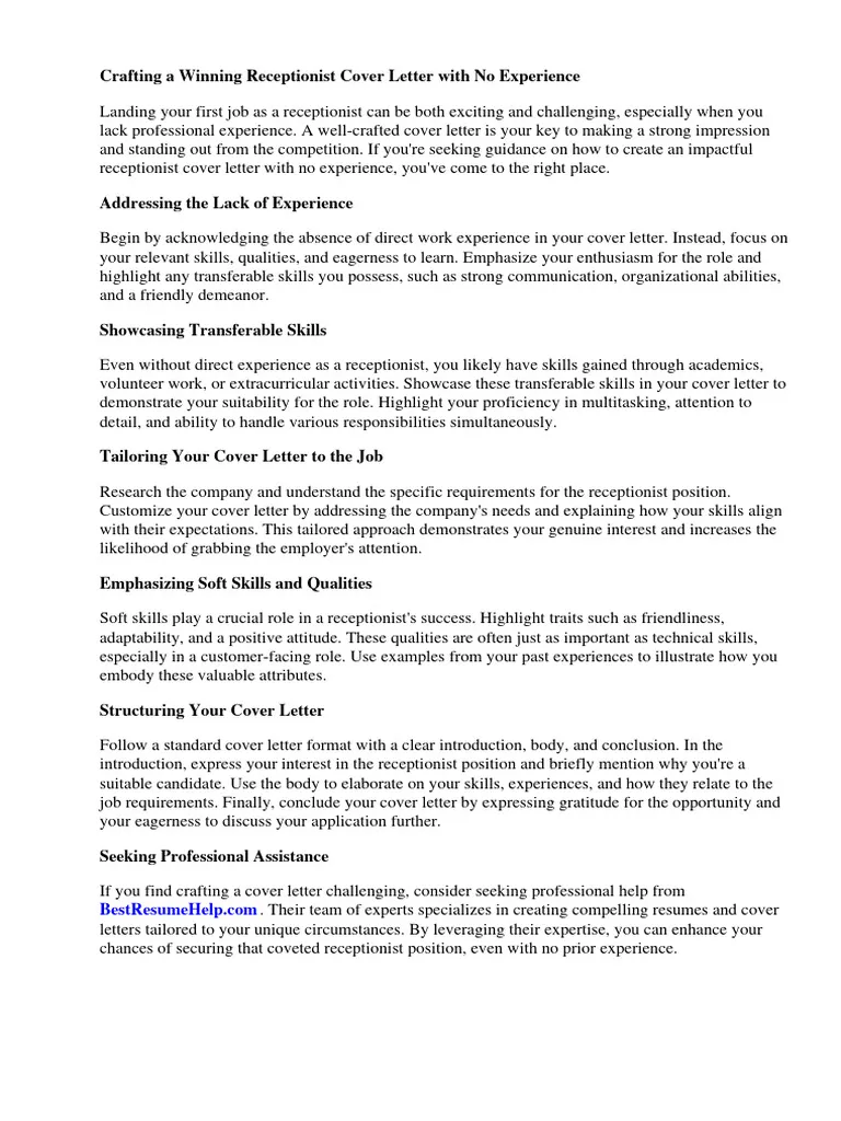 36196 receptionist cover letter intro