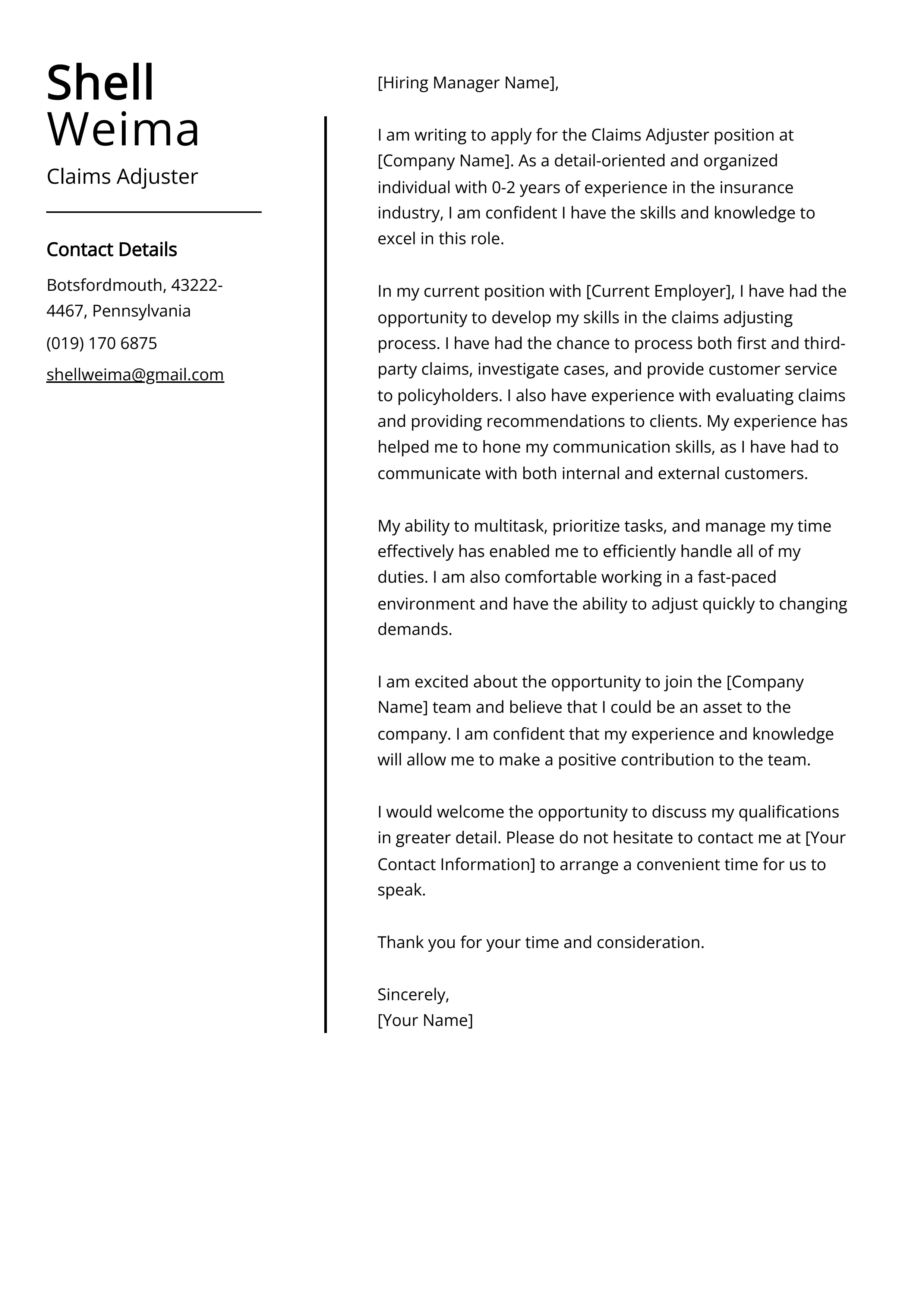 36216 enthusiasm claims adjuster