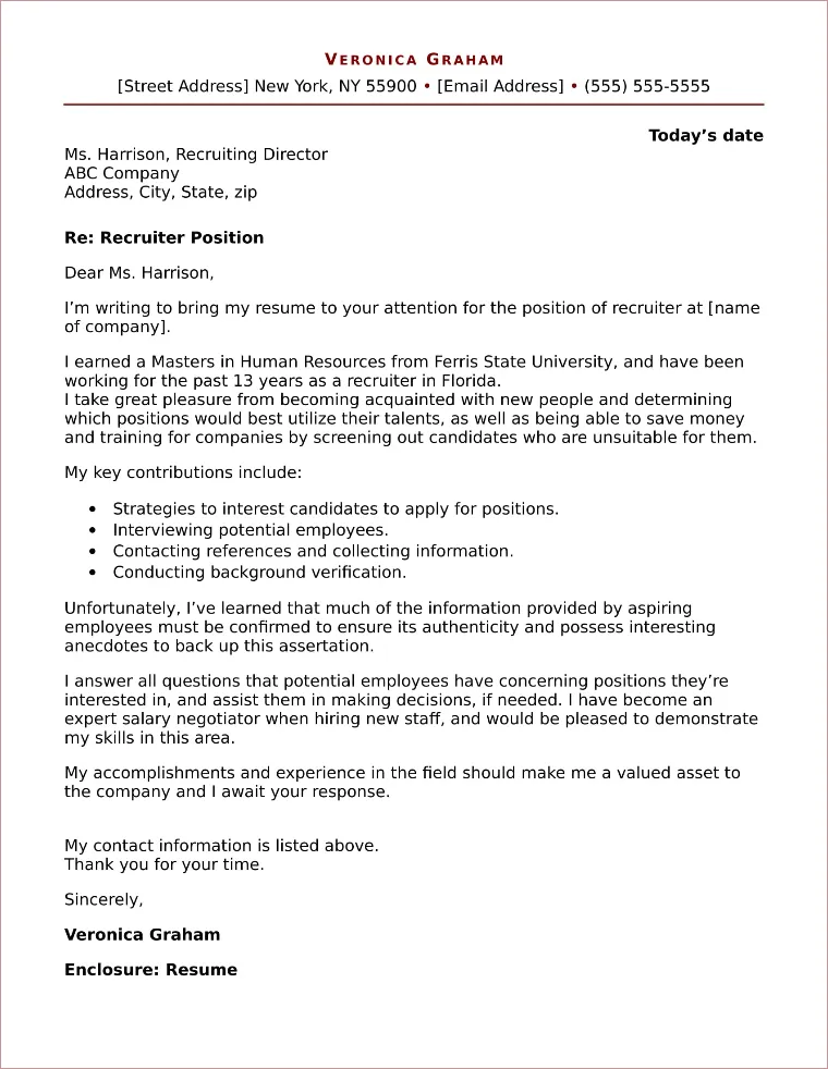 36236 recruiter cover letter