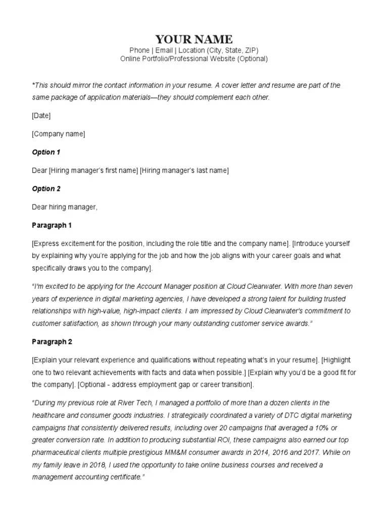 36255 cover letter samples overview