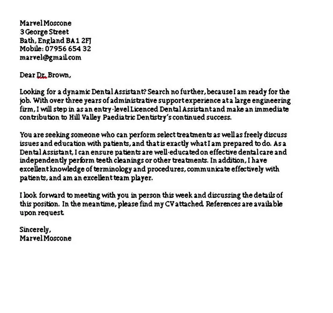 36260 dental assistant cover letter writing