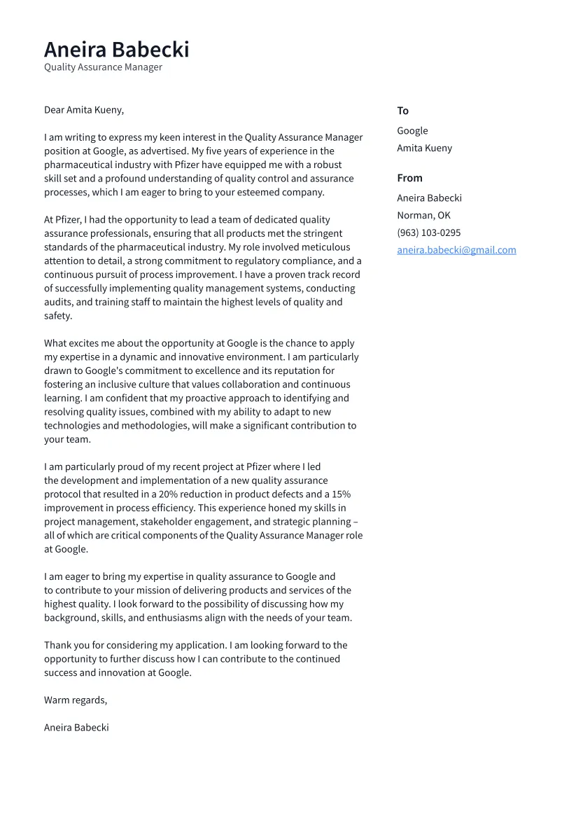 36265 quality manager cover letter writing