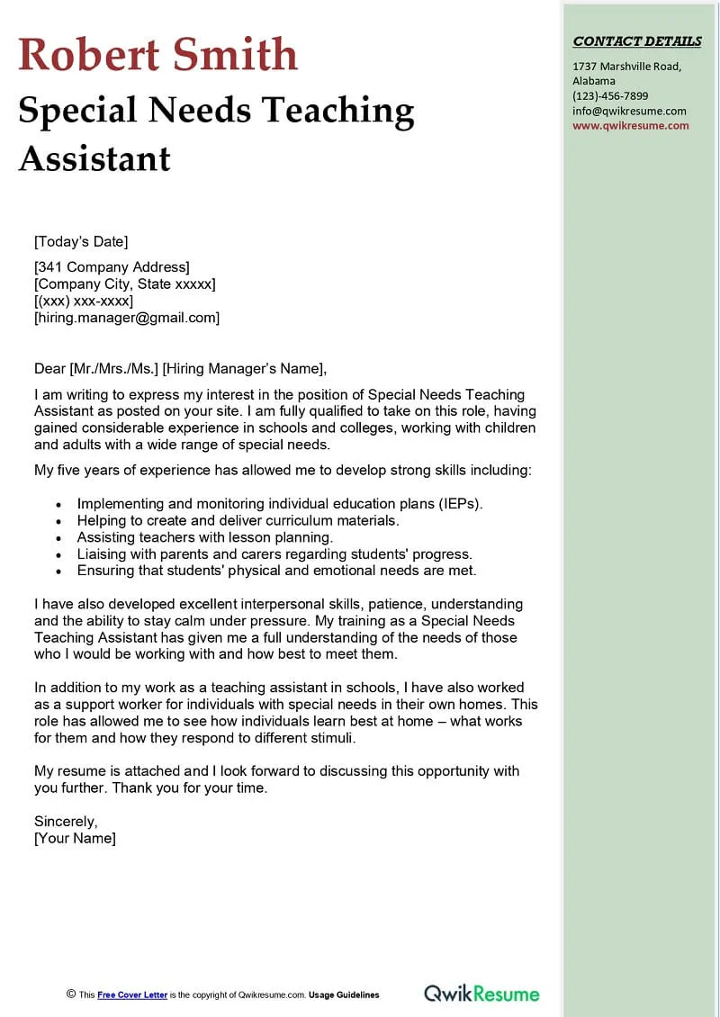 36277 teacher assistant cover letter mistakes