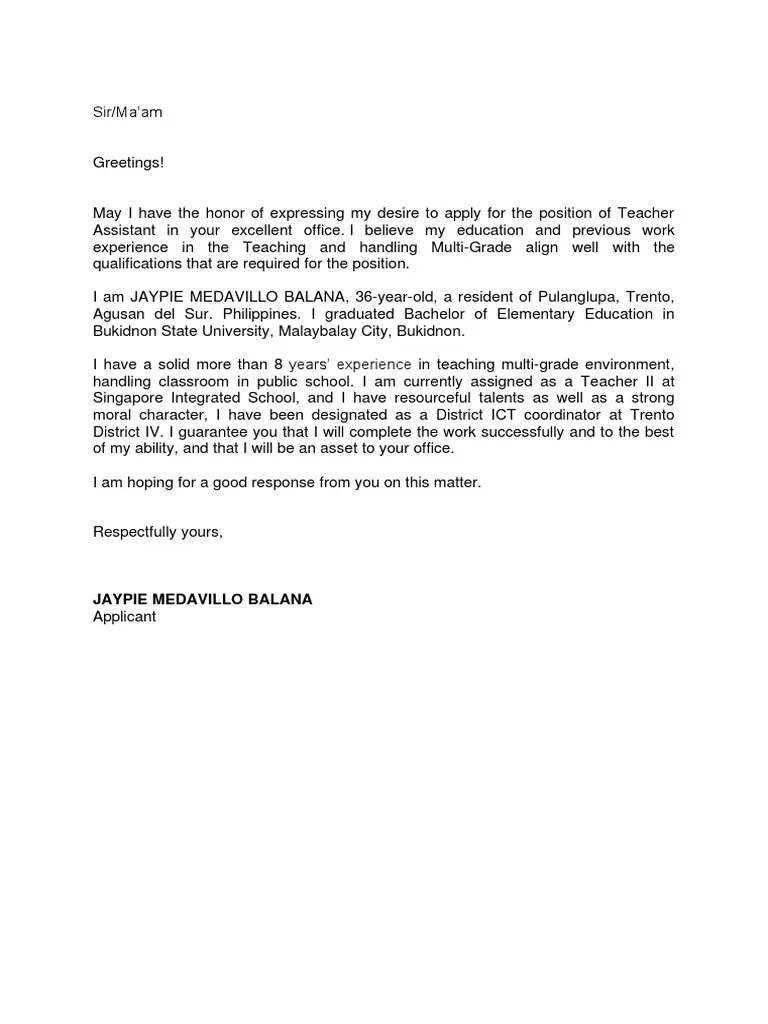 36277 teacher assistant skills experience