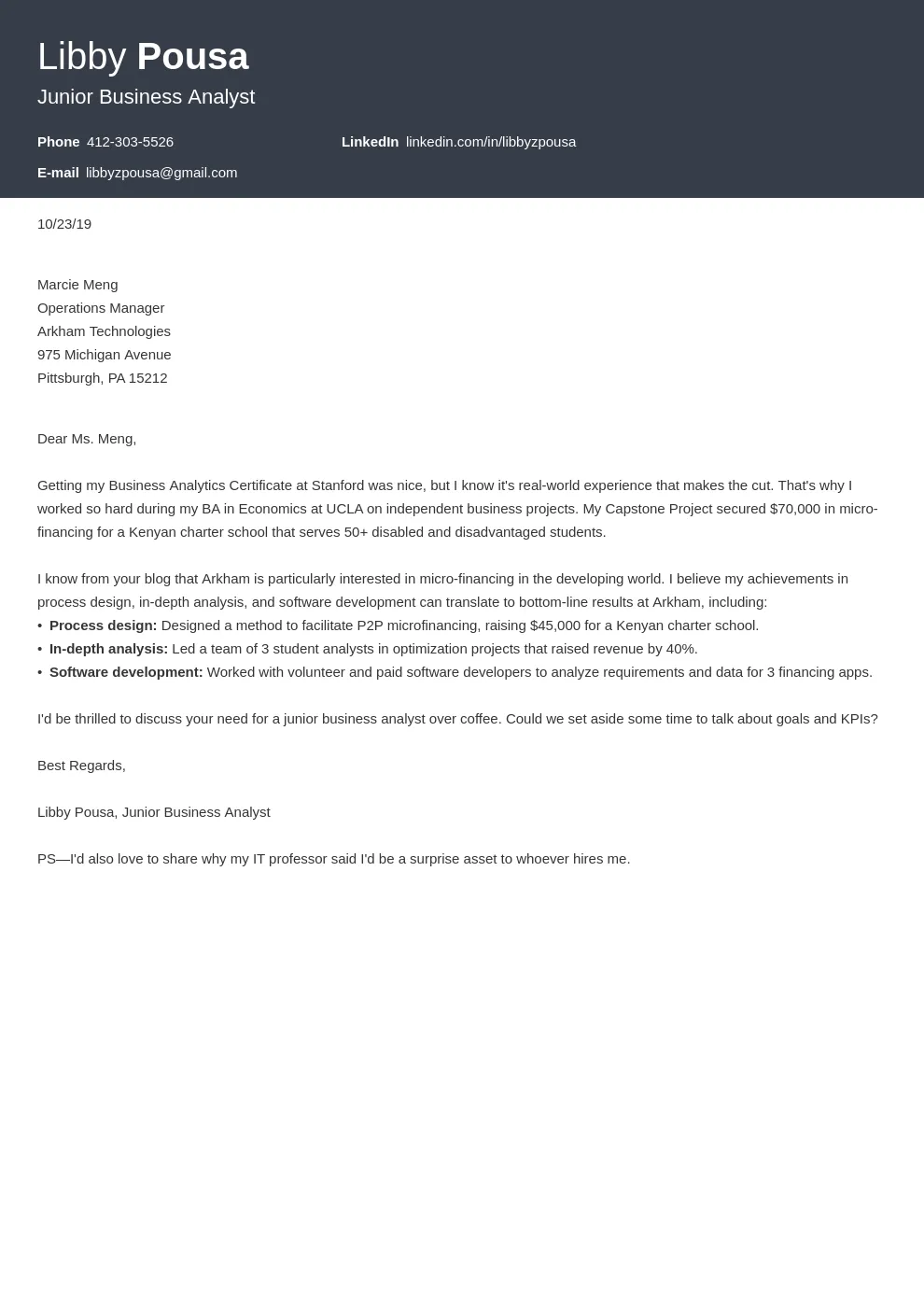 36291 cover letter writing