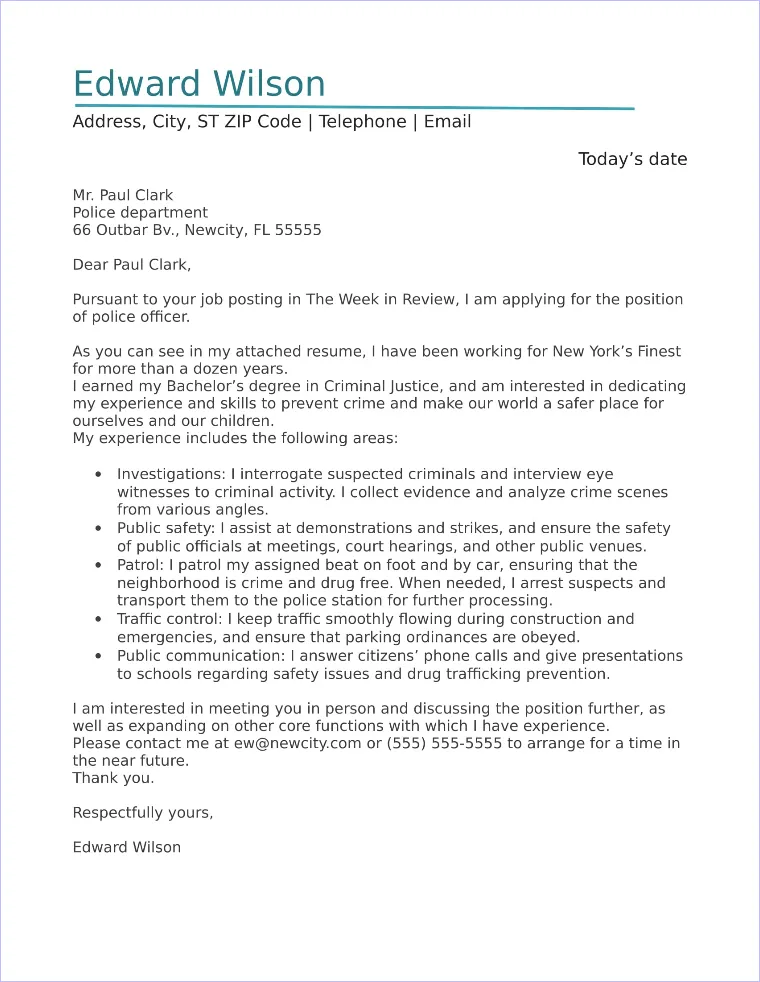 36292 police cover letter