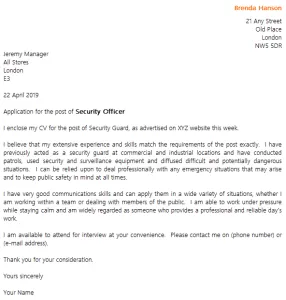 36293 security guard cover letter