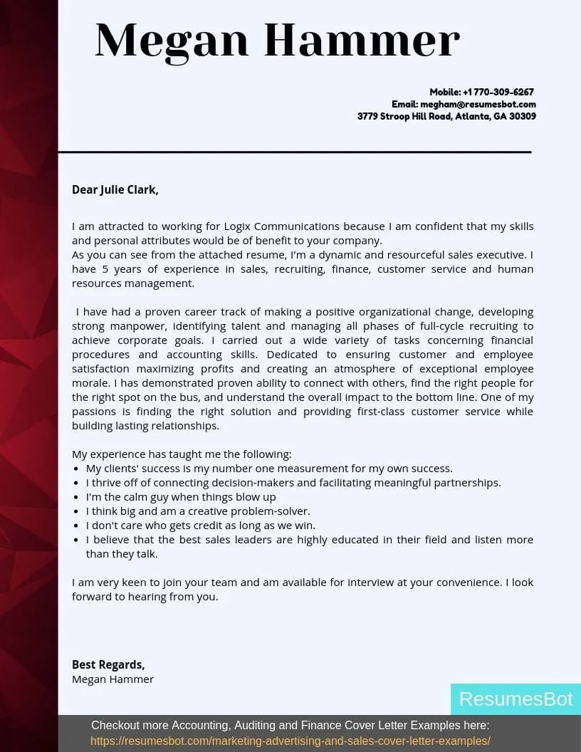36295 cover letter format