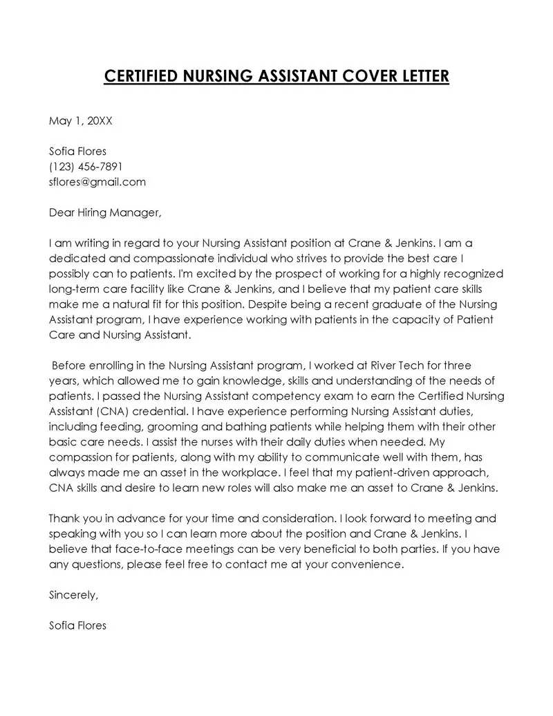 36313 nursing assistant cover letter components