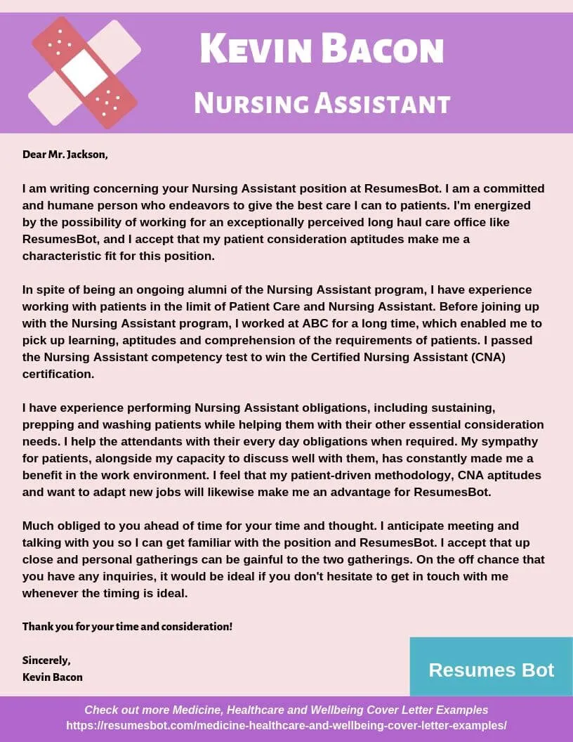 36313 nursing assistant cover letter writing