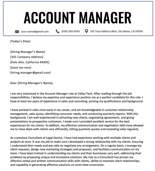 36328 account manager cover letter example