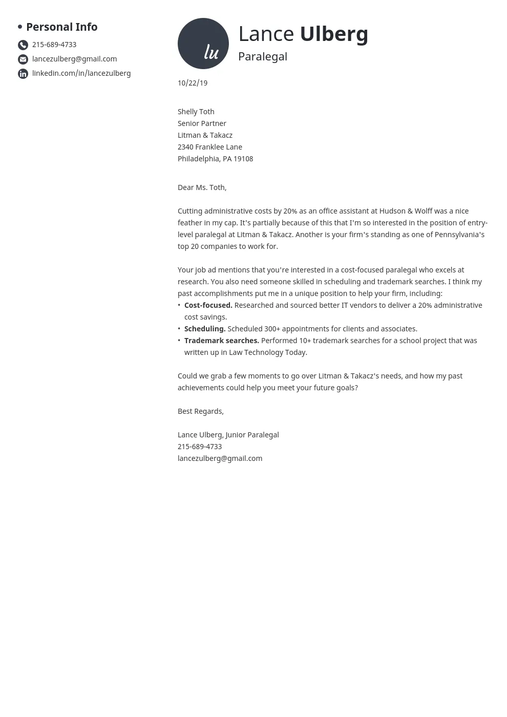 36358 professional cover letter